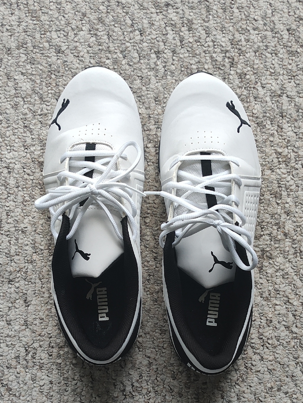 Puma Men’s White Athletic Trainers with Black Accents